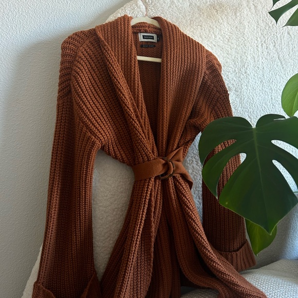 Thick Knit Midi Cardigan Rusty Orange - Picture 1 of 3